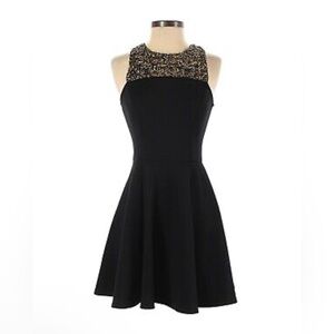 Aqua Elegant Black and Gold Women's Dress, size S